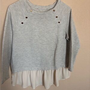 LOFT Long Sleeve Top with White Hem